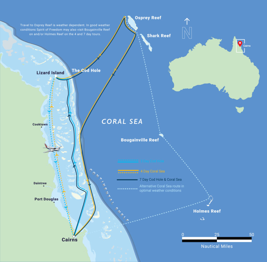 Cairns Liveaboard Diving Map