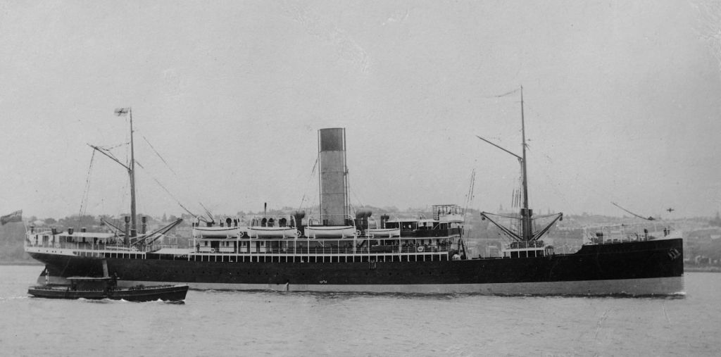 Photograph of the SS Yongala in 1911. The ship later sank in a cyclone that year and became one of Australia’s most famous wreck dives.